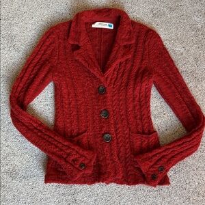 Anthropologie Sparrow Burnt Siena Wool Cable Knit Collared Cardigan Jacket